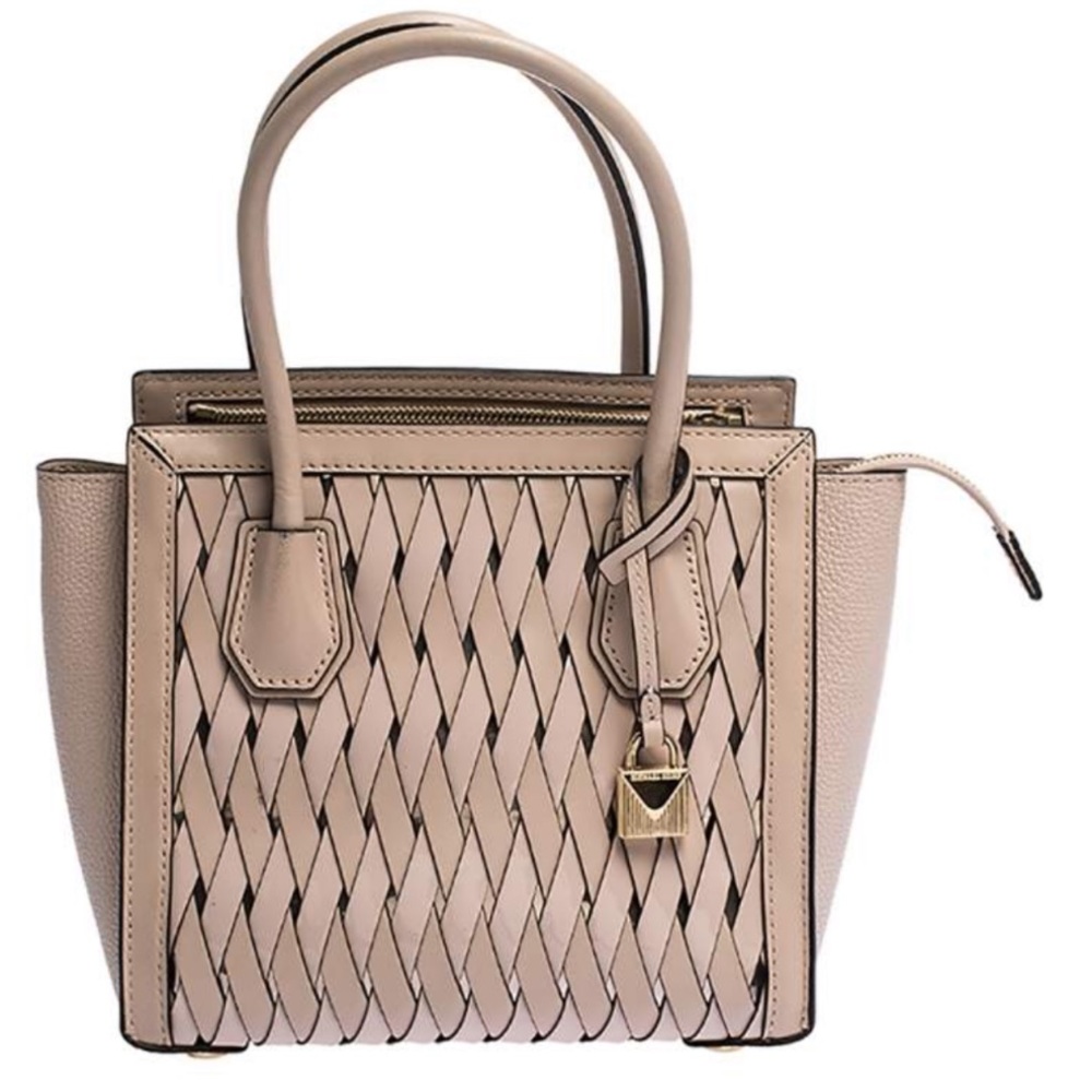 Michael Kors | Pink Woven Leather Mercer Studio Tote